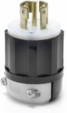 Industrial Grade Locking Plug, 30 Amp, 120/208 Volt, NEMA L21-30P, Black & White