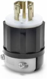 Industrial Grade Locking Plug, 30 Amp, 120/208 Volt, NEMA L21-30P, Black & White