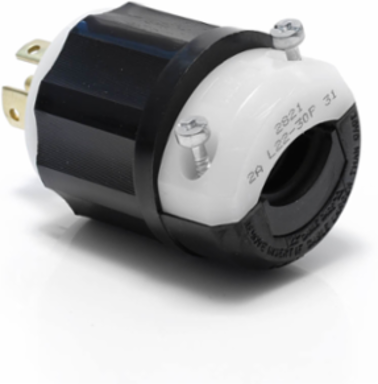 30 Amp NEMA L22-30P Locking Plug, 277/480 Volt, Impact Modified Nylon