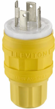 Wetguard 30 Amp Locking Plug, NEMA L14-30P, IP69K, Yellow