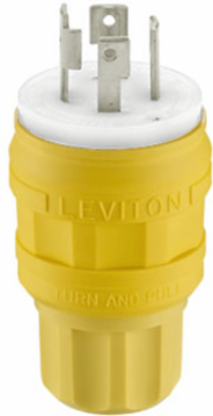 Wetguard Watertight Locking Plug 30 Amp 250 Volt NEMA L15-30P 3-Phase Yellow