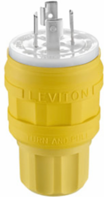 Wetguard Locking Plug, 30 Amp, 600 Volt, NEMA L17-30P, 3-Phase, IP66/IP67