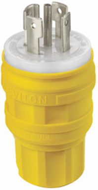 Wetguard Watertight 30 Amp Locking Plug, NEMA L21-30P, IP69K, Yellow