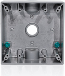 2-Gang Weatherproof Die-Cast Box with 3 Outlets, Aluminum, Rated 3R