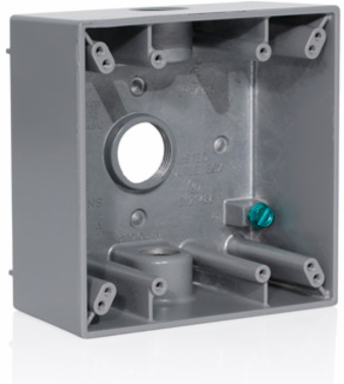 2-Gang Weatherproof Box, Aluminum, Gray, 3/4 Inch Outlets