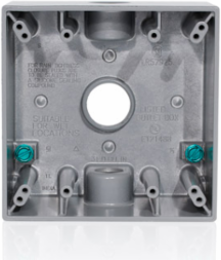 2-Gang Weatherproof Box, Aluminum, Gray, 3/4 Inch Outlets