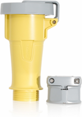 LEV Series 20 Amp Watertight IEC Pin & Sleeve Connector, IP69K, 125 VAC, Yellow