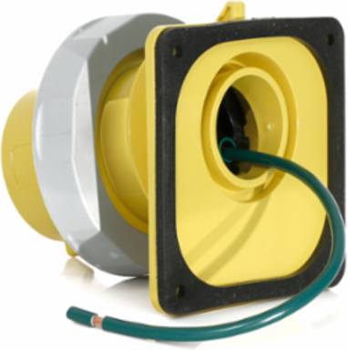 LEV Series 60A 125V IEC Pin & Sleeve Inlet, IP66/IP67/IP68/IP69K, Yellow