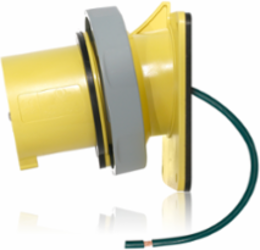 LEV Series 60A 125V IEC Pin & Sleeve Inlet, IP66/IP67/IP68/IP69K, Yellow