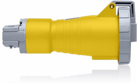 30 Amp 125 Volt 2-Pole 3-Wire Connector, Yellow, IP67 Watertight, Industrial Grade