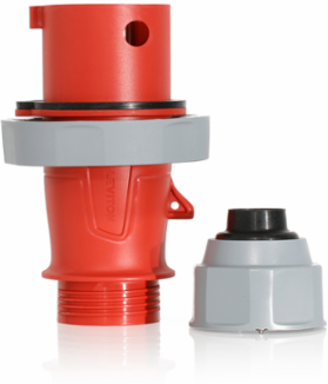 LEV Series 30 Amp 480 Volt IEC Pin & Sleeve Plug, Watertight, Red