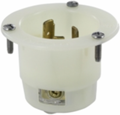 20 Amp Flanged Inlet Locking Receptacle, 125/250 Volt, Nylon Construction