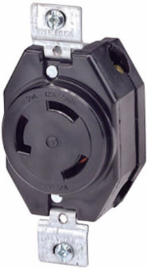 30 Amp Flush Mount Locking Receptacle, 125/250 Volt, Non-Grounding, Industrial Grade