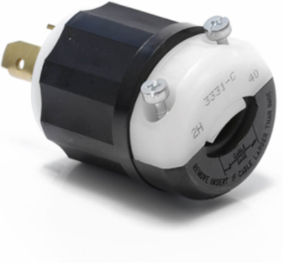 30 Amp Locking Plug, 125/250 Volt, Industrial Grade, Black & White