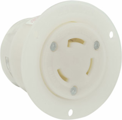 30 Amp Flanged Locking Receptacle, 125/250 Volt, Industrial Grade