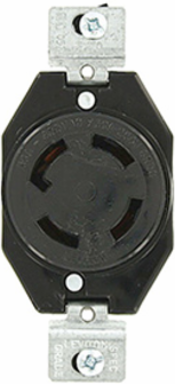 30 Amp 250 Volt Flush Mount Locking Receptacle, Industrial Grade, 3 Pole 4 Wire