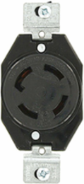 30 Amp 250 Volt Flush Mount Locking Receptacle, Industrial Grade, 3 Pole 4 Wire