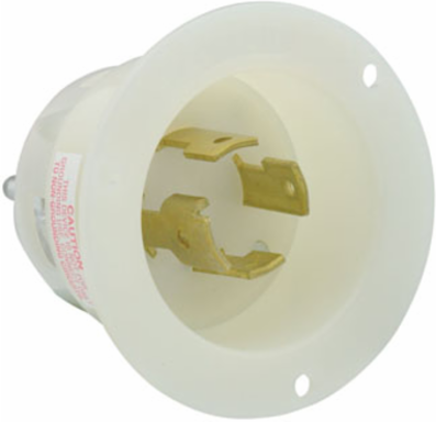 30 Amp Flanged Inlet Locking Receptacle 120/208 Volt, 4-Pole, Industrial Grade