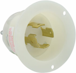 30 Amp Flanged Inlet Locking Receptacle 120/208 Volt, 4-Pole, Industrial Grade