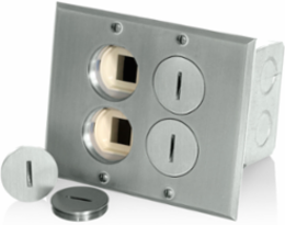 2-Gang Low Voltage Floor Box with 15 Amp Tamper-Resistant Outlet, Nickel