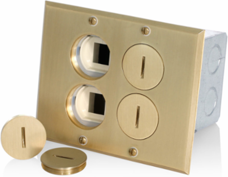 Floor Box Assembly with 20 Amp Tamper-Resistant Outlet, QuickPort Insert, 2-Gang