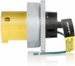 LEV Series 60 Amp 125 Volt IEC Pin & Sleeve Inlet, IP66/IP67/IP68/IP69K, Yellow