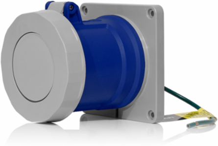 LEV Series 60A Watertight IEC Pin & Sleeve Receptacle, 250V, IP66/IP69K, Blue