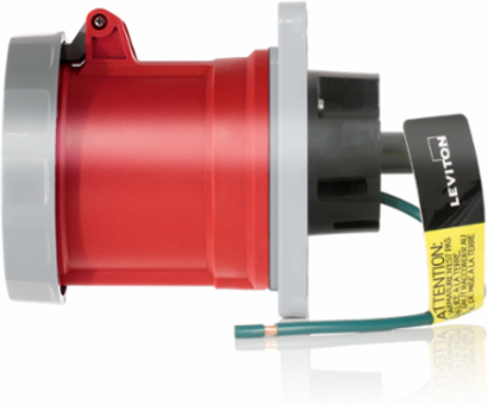 LEV Series 60A IEC Pin & Sleeve Receptacle, 480V, IP66/IP67/IP68/IP69K, Red