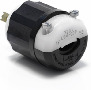 Locking Plug 20 Amp 347 Volt NEMA L24-20P Industrial Grade Black & White