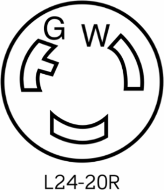 Industrial Grade Locking Connector 20 Amp 347 Volt NEMA L24-20R Black & White