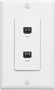 Decora Telephone Wall Jack 6P4C Dual Assembly, White