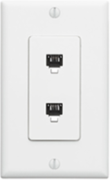 Decora Telephone Wall Jack 6P4C Dual Assembly, White