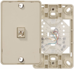Ivory Telephone Wall Jack, 6P4C, Screw Terminals, UL/CSA Certified