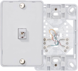 Telephone Wall Jack 6P4C Screw Terminals White, UL/CSA Certified