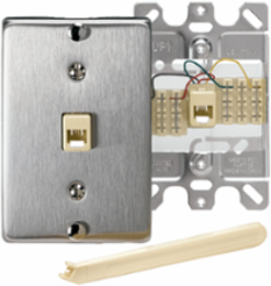 Telephone Wall Jack 6P4C Quick Connect, Modular, Stainless Steel
