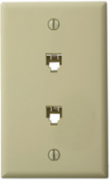 Standard Telephone Wall Jack, 6P4C, Ivory, Screw Terminals, 1 Gang