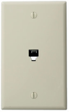 Standard Telephone Wall Jack 6P4C, Screw Terminals, Light Almond