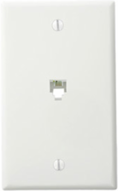 Standard Telephone Wall Jack 6P4C Screw Terminals White, High-Impact Plastic