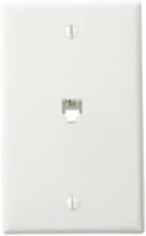 Standard Telephone Wall Jack 6P4C Screw Terminals White, High-Impact Plastic
