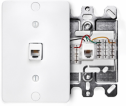 Telephone Wall Phone Jack 6P4C, Quick Connect, White, UL/CSA Certified