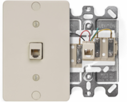 Telephone Wall Phone Jack 6P4C Screw Terminals Ivory, RoHS Compliant