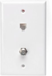 Standard Telephone & Video Wall Jack, 6P6C, Screw Terminals, White