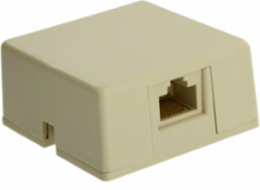 Surface Mount Telephone Jack, 8P8C w/Shorting Bar, Screw Terminals, Ivory