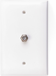 Midsize Video Wall Jack, F-Type, White, Nylon, High-Impact Plastic