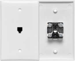 Midsize Telephone Wall Jack 6P4C, High-Impact Plastic, Screw Terminals, White