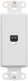 Decora Telephone Insert 6P4C Screw Terminals White, 1 Jack, High-Impact Plastic