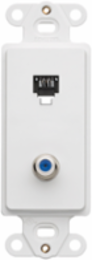 Decora Telecommunication Insert, 6P4C + F Connector, White