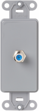 Decora Insert F-Connector Coupler, Gray, High-Impact Plastic, Flush Mount