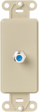 Decora F-Connector Insert, Ivory, UL/CSA Certified, High-Impact Plastic