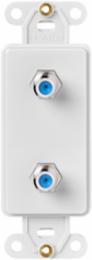 Decora Insert with 2 F-Type Connectors, White, High-Impact Plastic